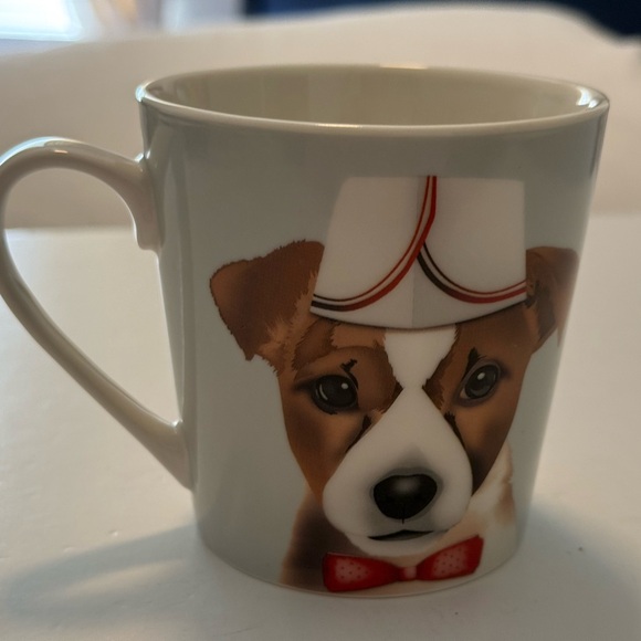 Christopher Vine Dog-Themed Ceramic Mug in White and Brown with Red Accent - Picture 2 of 4
